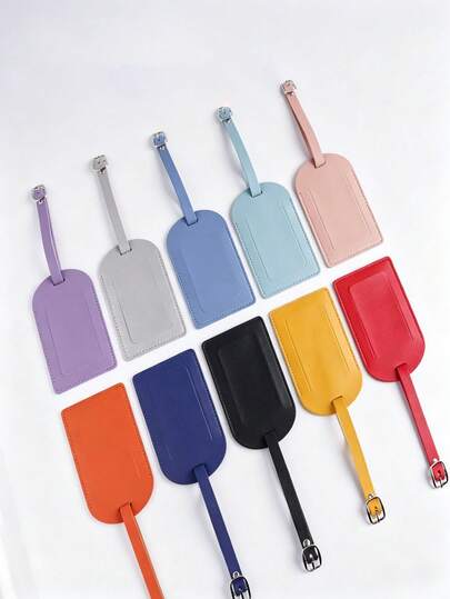 1pc Vegan Leather Luggage Tag, Available In Multiple Colors, Made Of PU Material, Suitcase/Bag Tag With Privacy Name Card, Handmade Gift, Travel Accessory, Travel Essential, Backpack Tag, Gift Tag, Luggage Tag