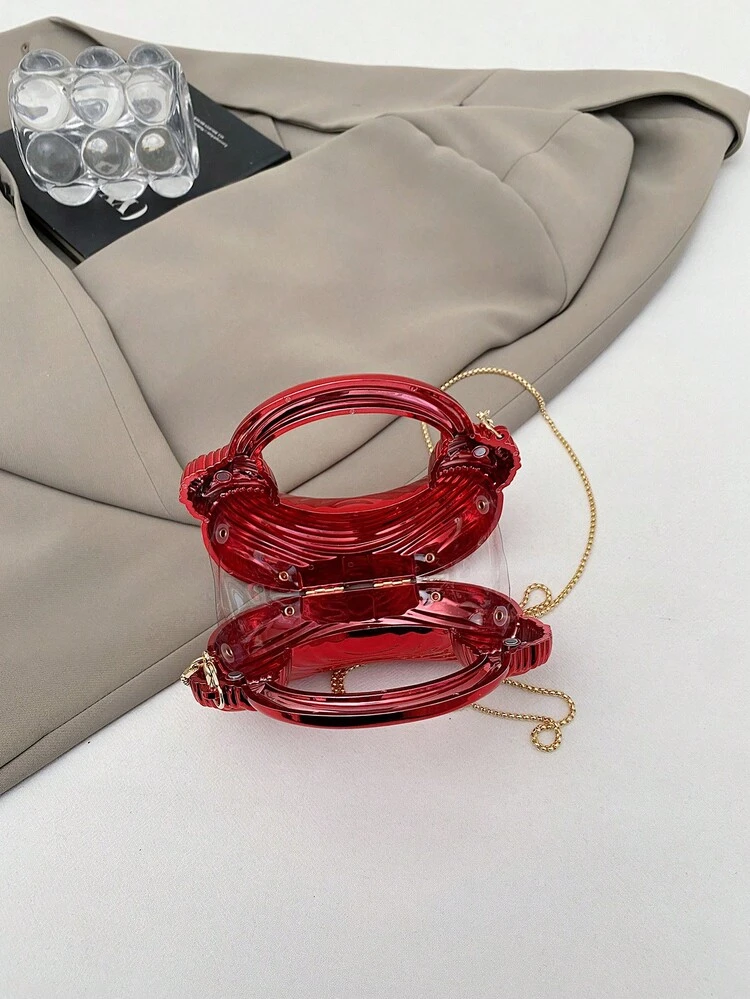 Túi xách mini nữ cao cấp màu vàng kim, dây đeo dệt sang trọng, ví cầm tay dự tiệc, phụ kiện thời trang độc đáo, ví đựng tiền xu nhỏ xinh dành cho phái nữ. - Đỏ - Xem 6