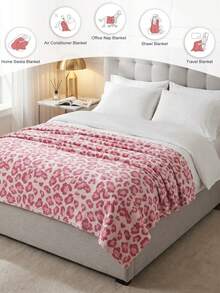 South Life 1pc Flannel Blanket, Modern-Style Plush Blanket ,Perfect For Room Decor,Car, Outdoor, Ultra Soft,Cozy , Easy Care, Pink And Bow Pattern, Multi-Functional All-Season Blanket, Air Conditioning Blanket, Sofa Throw, Home Decor For Party, A Thoughtful Gift For Friends, Family, Fathers Day Gift, Birthday Decorations, Grad Party Decor, Fathers Day Decor, Graduation Gift, Birthday Gift - 豹紋雅麗粉 - 查看 6