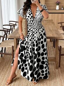 Weeklong Vestido de mujer talla grande con cuello en V profundo y estampado aleatorio - Multicolor 18 - Ver 10