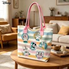 Túi xách tay và đeo vai đựng laptop hình chuột Mickey và những người bạn của Disney, túi đeo vai in hình sọc dễ thương với các nhân vật hoạt hình, thích hợp sử dụng hàng ngày. - màu đen - Xem 3