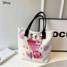Miniso Bolso de mano y de hombro para laptop con estampado clásico de personajes de Disney Princess "Haces que mi corazón cante" para uso diario - Rosa - Ver 3