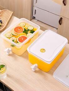 1pc Large Capacity Refrigerator Water Dispenser Pitcher With Faucet, Sealed Leak-Proof Beverage Dispenser, Summer Home Iced Drink Juice Tea Storage Container For Party Picnic - White - View 5