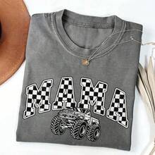 2026 Independence Day 250th Anniversary Patriotic Unisex Oversized Loose And Comfortable Monster Truck Mama Shirt, Oversized Checkered Mom T-Shirt, Truck Lover Tee, Monster Truck Birthday Gift For Her Crewneck Women Premium Cotton 100 Percent Graphic Tee Men Women 4th Of July Summer Vacation Casual Outfits - Xám - Xem 2