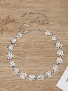 Boho European And American Fashion Metal Waist Chain With Daisy, Petal & Flower Design For Women's Dresses And Clothing, Belt Chain Halloween Summer, School Fall, Autumn, Halloween - Bạc - Xem 1