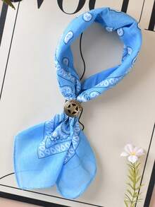 Bộ 1 khăn quàng cổ in họa tiết Paisley và kẹp khăn quàng cổ bằng da PU kiểu retro, khăn bandana che nắng khi đi dự tiệc, đi biển, khăn trùm đầu họa tiết hoa điều, khăn tay phong cách đường phố hiphop. - Nhiều màu - Xem 22