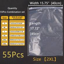 XZV 12/55个透明EVA/PE拉链袋，透明衣物收纳袋，旅行整理和换季衣物打包必备，便携式旅行鞋袋，节省空间防尘收纳袋，带拉链防潮鞋袋 - 無色 - 查看 18