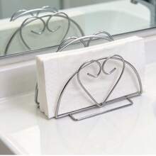 1pc Metal Napkin Holder, Creative Tabletop Decor, Minimalist & Practical Paper Towel Rack For Kitchen & Dining Room - Silver - View 3