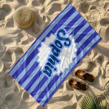 1 Customized Beach Towel With Name, Personalized Beach Towel, Custom Pool Towel, Beach And Pool Holiday Birthday Gift - 藍色 - 查看 7