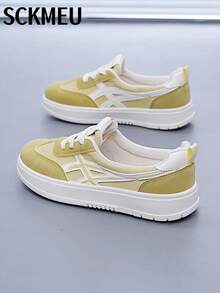 SCKMEU 2026 Women's Spring New Casual Sports Shoes, Color Block Patchwork Classic Versatile Lightweight Comfortable Non-Tiring, Suitable For Daily Wear And Commuting - Yellow - View 8