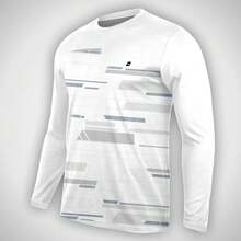 Men's Long-Sleeved Polyester T-Shirt With A Boat Neckline, Regular Fit, No Stretch, Ideal For Sneakers And Everyday Wear, Featuring A Geometric Print. - 高爾夫球 - 查看 1