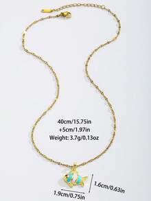 1件可爱珐琅彩海洋动物龙虾和鱼吊坠项链，不锈钢链，适合女性和女孩，夏季海滩派对首饰配饰 - 彩色 - 查看 4