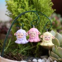 3PCS Cute Lamb Resin Hanging Ornaments With Bendable Stake, Mini Sheep Figurines For Succulent Pot, Fairy Garden Micro Landscape Decor - Multicolor - View 4