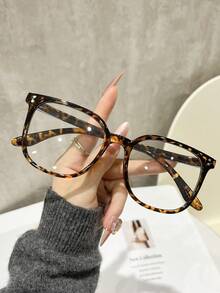 3 Pairs Y2K Style Plastic Geometric Frame Glasses, Women's, Suitable For School, Reading, Or Decorative Wear - Black Leopard Color - 3 Pairs - View 4