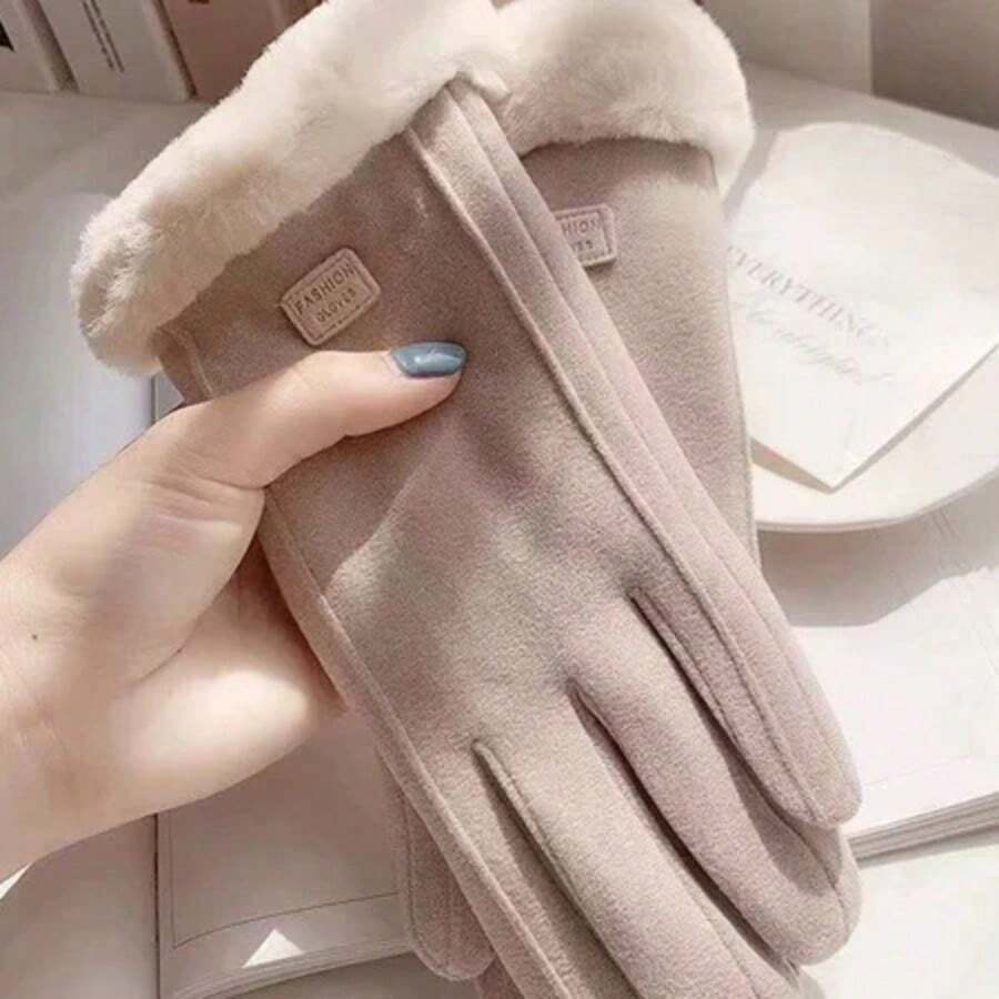 Women's Winter Touch Screen Gloves With Plush Lining – Elegance, Comfort, And Technology For Cold Weather - A-70 bege - 查看 1