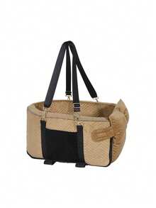 Pet Car Seat Carrier For Small Dogs And Cats, Quilted Portable Dog Booster Seat With Adjustable Shoulder Strap, Side Storage Pocket, 45 X 24 X 22 Cm - Mocha Brown - View 4