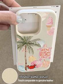 1 chiếc ốp lưng điện thoại mềm mại, chống rơi, họa tiết vỏ sò và cây dừa cổ điển, tương thích với điện thoại Apple. - Nhiều màu - Xem 3