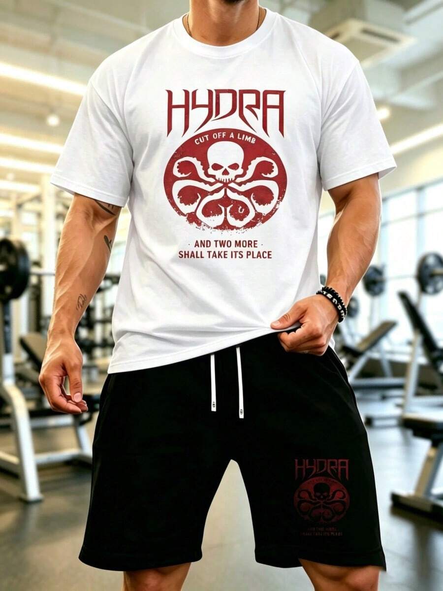Mens 2 Piece Outfits  Graphic Tees Men Shirts DEADPOOLs Marvels Little Mean DC Avengers X-Mens ClAsssic Cotton Retro Short SLeesve Daily Casual Printed Stylish Versatile T-Shirt (2) - 黑與白 - 查看 1