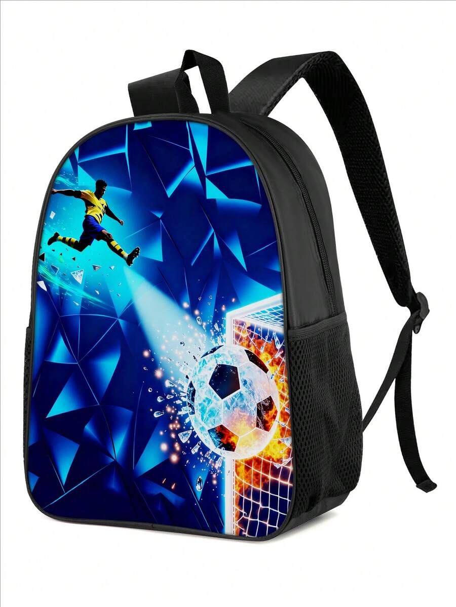 Fashionable Contrast Color Design Backpack, Polyester Fiber Travel Backpack & Laptop Bag, Unisex Large Capacity Back-To-School Anti-Fatigue Ergonomic Backpack, Essential For Back-To-School Season, Birthday Gift - Black - View 1
