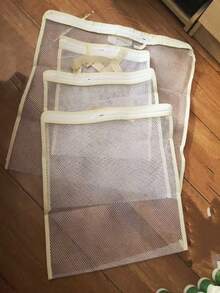 1pc White Laundry Wash Bag With Handle And Honeycomb Mesh,Large Capacity Mesh Laundry Bags,Thick Fine Mesh Washing Machine Bag Suitable For Bra, Delicates,Sweater,Hosiery, Lingerie,Laundry Basket Christmas For Holiday Gift Giving - Multicolor - View 11
