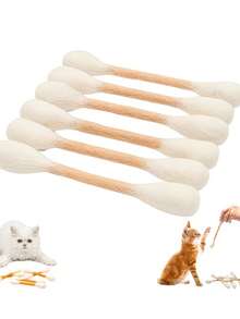 6件套猫咪棉签玩具，幼猫咬棒，适合室内猫咪娱乐，耐用绳子，大型毛毡互动猫咪踢球玩具，激发猫咪活力的完美礼物 - 彩色 - 查看 14