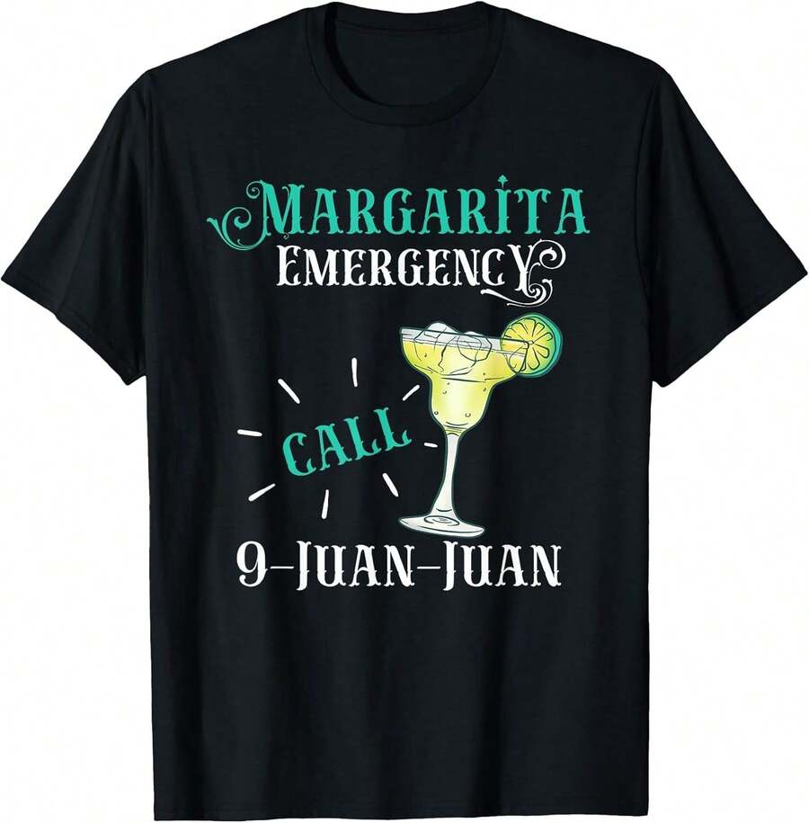 Playera Margarita cóctel con texto divertido Cuello redondo Manga corta - Negro - Ver 1
