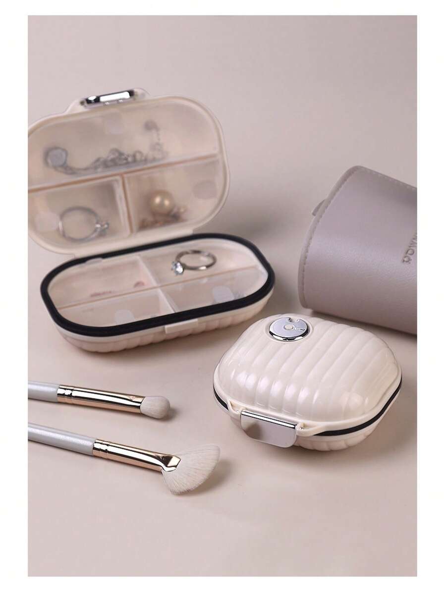 Mini Portable Pillbox For Repackaging And Sealing Medications, Travel-Friendly Storage Box, Small Household Storage Box, Dustproof And Waterproof Storage Box. - 奶白色-大號 - 查看 1