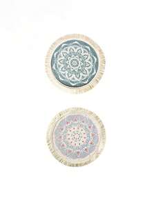 1 tấm lót bàn ăn bằng vải cotton dệt kiểu Boho, có tua rua, chất liệu vải kiểu Bắc Âu, cách nhiệt. - Nhiều màu - Xem 5