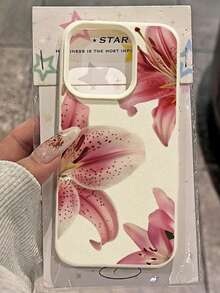 1個新款紅色百合花藝術圖案霧面質感全機身防震TPU時尚手機殼，適用於Apple 11 12 13 14 15 16 17 Pro Max、Galaxy A56/55/54/53/52/51、S25/24/23/22/21系列，精美禮物 - 紅色 - 查看 2