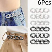 2/4/6Pcs Rhinestone Chain Waist Button Extender For Jeans, Metal Seamless Snap Fastener, Suitable For Loose Jeans, Adjustable And Detachable Pin, Black, Gold, White, Suitable For Women's Pants And Skirts - Multicolor - View 24
