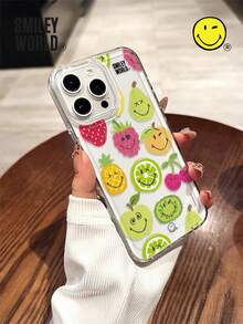 Smiley World SmileyWorld® 1 件装减震全包覆 TPU 材质透明手机壳，饰有笑脸、覆盆子、橙子、樱桃、苹果、梨、猕猴桃、菠萝、草莓等水果图案，采用 UV 印刷工艺，兼容 17、16、15、14、13、12、11 Pro Max，适合作为节日礼物、日常通勤使用，防摔效果极佳，极具吸引力。 - 彩色 - 查看 3