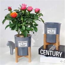 Cross Flower Indoor Outdoor Plant Stand, Creative Space-Saving Flower Pot Organizer, Retractable Stainless Steel & Non-Retractable Wooden Plant Shelf, Sturdy Stable Narrow Slim Plant Holder Rack, Home Gardening Decoration For Small Space, Apartment, Balcony, Living Room, Bedroom, Dorm Room, Renters, Tiny Home, Window Sill, Patio, Ideal For Succulents, Flowers, Greenery, Potted Plants Display & Storage - Wooden Flower Stand - View 6
