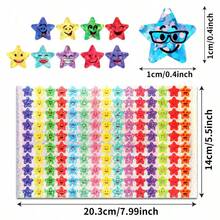1500pcs/Set 5-Pointed Star & Smiling Face Stickers, 15 Expressions 1500 Mini Stickers 0.4 Inch Smiling Face Stickers, Stationery Stickers For Pencils, Backpacks, Skateboards, Crafts, Scrapbooking, Envelopes, Gift Boxes, Cake Baking, 10 Sheets Scrapbook Supplies - Cartoon - View 4