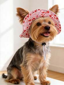 Cute Windproof Sun Hat, Polyester Material, Ear-Exposed Design, Anti-Slip And Anti-Fall, Essential Accessory For Dogs And Pets, Suitable For Small Pets To Wear Outdoors All Year Round - Multicolor - View 2