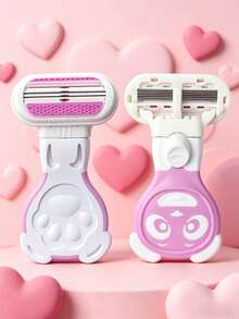 女士比基尼剃毛器，三层不锈钢刀片，可替换刀头，适用于私密部位、腋下和腿部，美容院和旅行必备用品 - 1手柄+12個替換刀片 - 查看 2