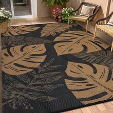 Washable Outdoor Modern Waterproof Print Area Rug Easy To Clean Stain Resistant Thin Bordered Floor Mat Throw Rug For Camping Patio RV Camping Beach Deck Picnic Backyard Camping - 黑棕色 - 查看 3