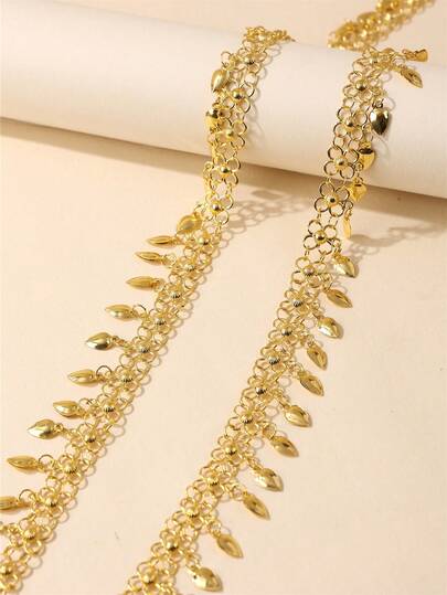 1pc 22K Gold Plated Pumpkin Seed Tassel Body Chain Necklace, Middle Eastern Bride Wedding Party Accessory, Holiday Festival Body Jewelry, Gift