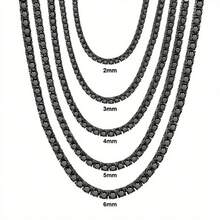 Black Moissanite Necklace S925 Sterling 925 Silver 2/ 3/ 4/ 5/ 6/ 6.5mm Tennis Chain Hip Hop DiabloSuitable For Weddings, Proposals, Birthday Parties, Anniversaries, Independence Day In The United States, Gifts For Friends - 2毫米黑色莫三比克網球鏈 - 查看 9