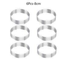 Aros para tartas de acero inoxidable 304, aros para tartas perforados, moldes redondos para pasteles y mousses, moldes metálicos para pasteles y postres, aros para tartas antiadherentes, utensilios para la elaboración de alimentos para el hogar - Multicolor - Ver 17