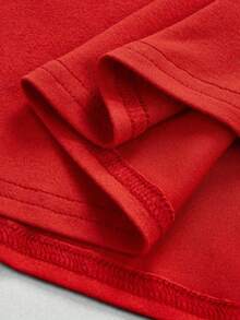Printed Crew Neck T-Shirt For Girls - Red - View 5
