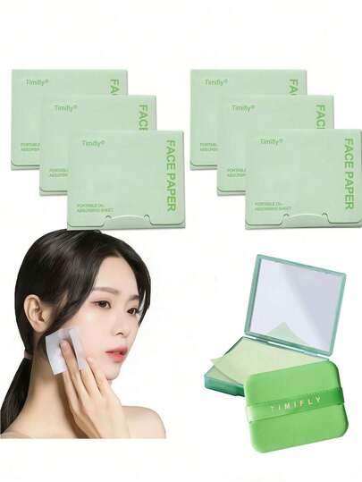 200PCS Facial Oil Control Paper + Square Powder Puff + 1 Mirror, Oil Absorption Control, Refreshing And Portable Facial Suction Cup, Can Absorb Excess Oil On The Face, Suitable For Men, Women, Beginners, Skin Care Products