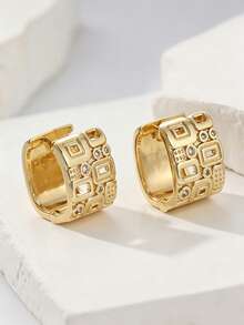 ZHIXUN 1 Pair Vintage Zirconia Geometric Earrings, Bohemian Style Court Vintage Jewelry, Suitable For Daily Casual, Party, Banquet, Vacation - Earring 2 - View 3