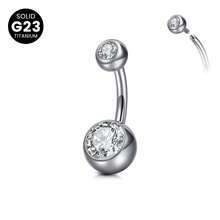 1 pieza Anillo de ombligo de titanio ASTM F-136, anillo de ombligo con rosca interna, joyería de piercing de ombligo con circonita cúbica redonda de 14G, anillo de ombligo, joyería de piercing de ombligo para mujeres y hombres, barra pequeña seleccionada de 6 mm, 8 mm, 10 mm, 12 mm, 14 mm, 16 mm - Piercings en el ombligo - Ver 8