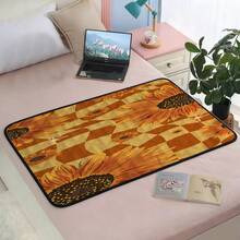 1pc Abstract Plaid Sunflower Pattern Pet Mat, Dog Bed Mat, Cute Cartoon Pet Pad, Pet Resting Mat, Machine Washable, Suitable For All Seasons - Multicolor - View 3