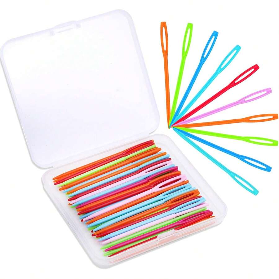 50 Peças Agulhas de Costura de Plástico (7cm/2,76 polegadas) para Linha e Artesanato, Agulhas de Bordado de Olho Grande para Crianças, Costura DIY, Artesanato Feito à Mão