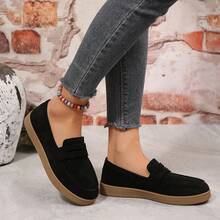 Women's Spring New Arrival Elegant Slip-On Loafers, Lightweight & Comfortable, Versatile Rubber Flat Shoes - Black - View 7