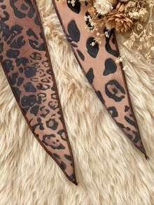 Women's Leopard Print Chiffon Tie-Front Cover Up, Lightweight 3/4 Sleeve Sheer Cover Up, Casual For Party, Beach, Daily Wear Summer Brown - Brown - View 4