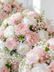 3 piezas de flores artificiales de peonía en blanco y rosa, adecuadas para decoración del hogar, accesorios de fotografía, decoración de bodas, ramos de novia, Día de San Valentín, decoración navideña, flores artificiales, decoración de primavera, decoración del hogar y la oficina, arreglos florales, centro de mesa artificial, decoración de jardín al aire libre, regalo de boda para la novia, decoración de fiestas - Multicolor - Ver 2