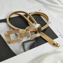 1pc Women's Gold Elastic Metal Waist Chain, Suitable For Daily Occasions And Parties, Fashion Metal Spring Waist Chain, Can Be Matched With Women's Belts, Bohemian Style Metal Buckle Waist Belt, Fashion Essential, Suitable For Commuting And Shopping - Gold - View 8
