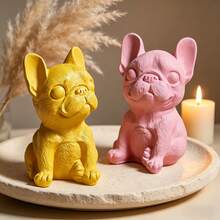 Grand moule en silicone 3D pour bougie en forme de bouledogue, moule à fondre la cire, le savon, le plâtre, la bougie, l'artisanat DIY, décoration d'intérieur - Blanc - Voir 2
